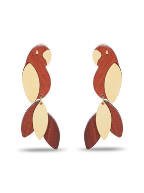 Wood Parrot Clip-On Earrings