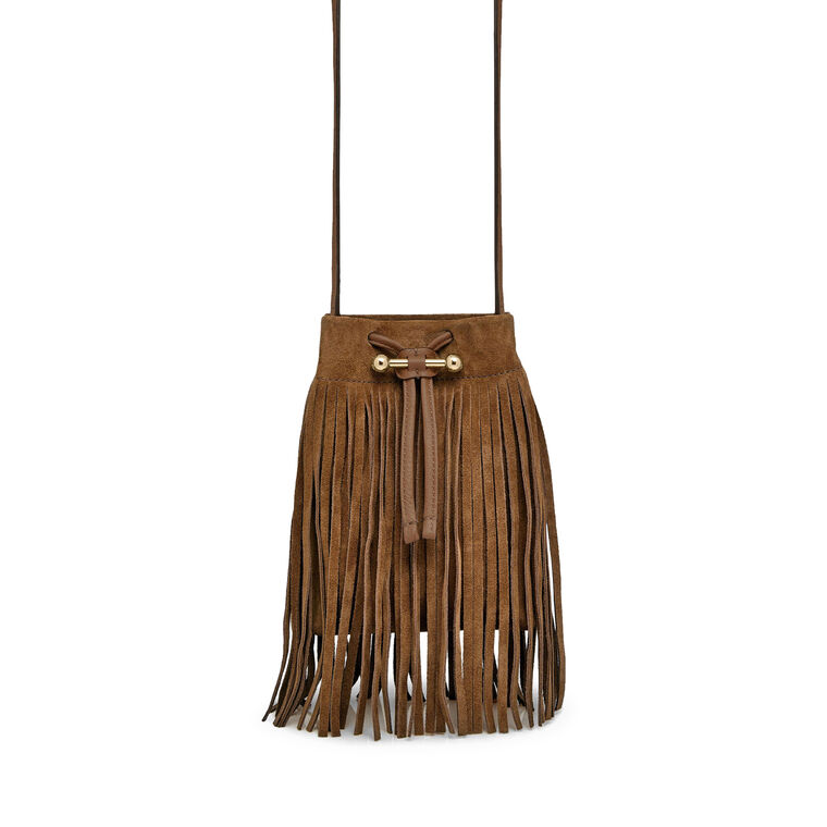 Osette Midi Suede Pouch With Fringe image number null