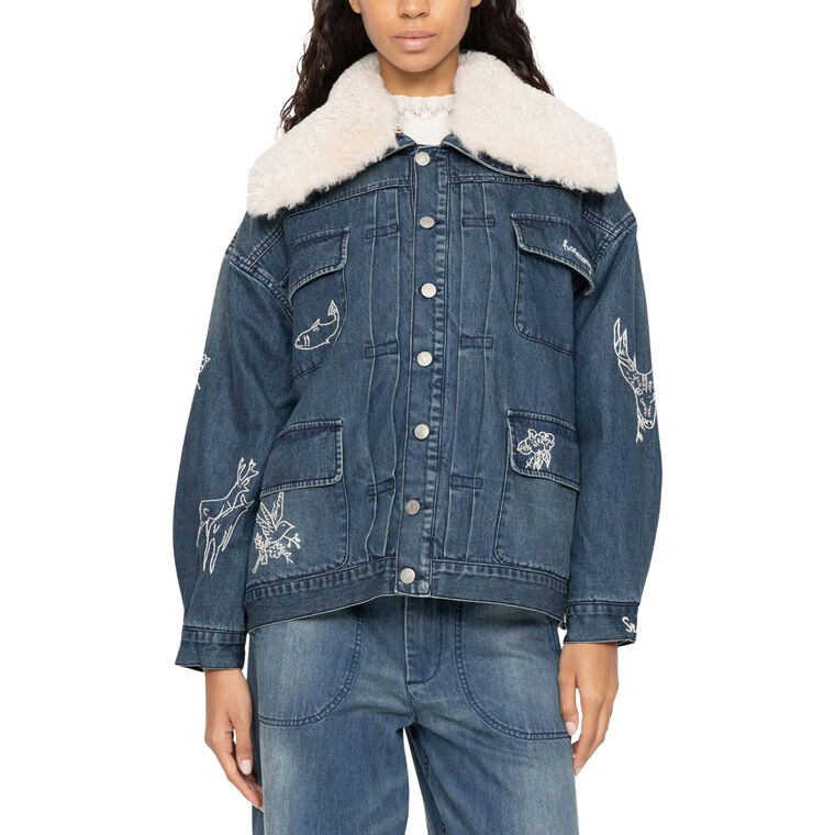Amari Denim Jacket with Faux Shearling image number null
