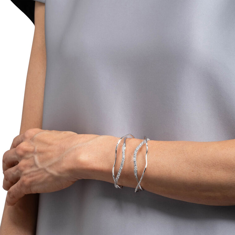 Solanales Silver Crystal Intertwined Cuff Bracelet image number null
