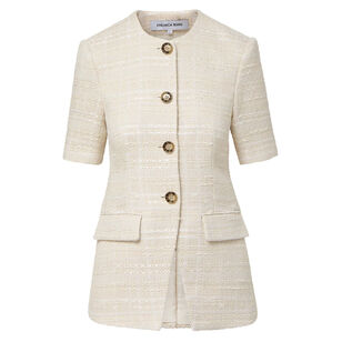 Bodie Collarless Short Sleeve Tweed Jacket