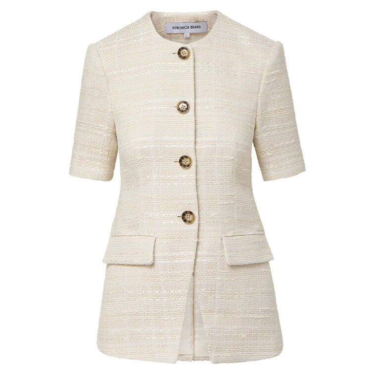 Bodie Collarless Short Sleeve Tweed Jacket image number null