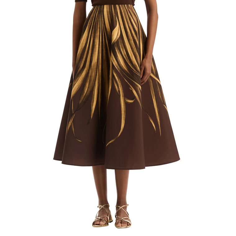 Palm Leaves Faille Skirt image number null