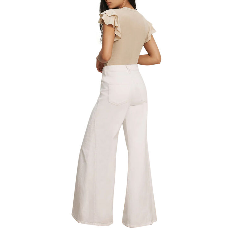 Aphrodite Ruffle-Sleeve Mixed Media Top image number null