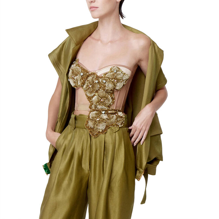 Cluster Embroidered Tulle Strapless Bustier Top image number null