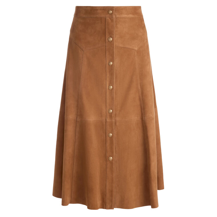 Calica Suede Snap Front Midi Skirt image number null