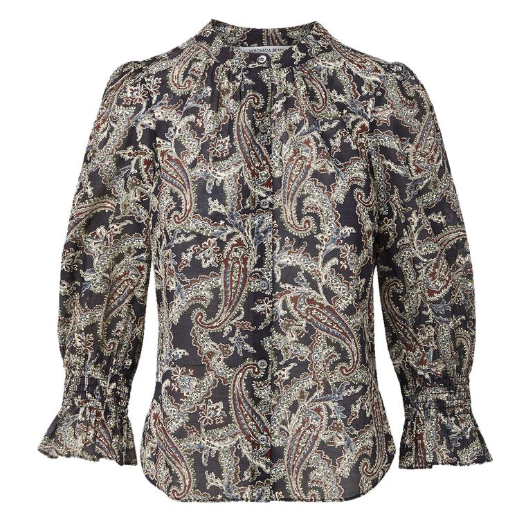 Ashlynn 3/4 Sleeve Paisley Blouse image number null