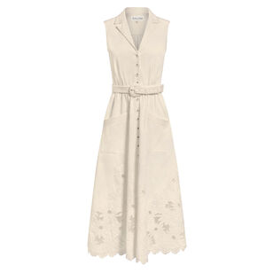 Kirat Sleeveless Belted Tailored Midi Shirt Dress