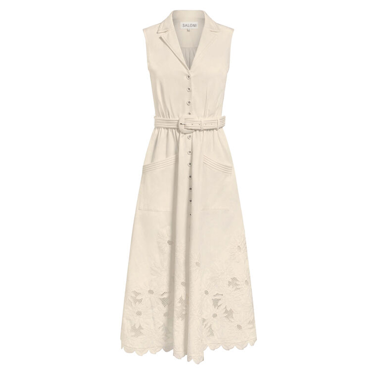 Kirat Sleeveless Belted Tailored Midi Shirt Dress image number null