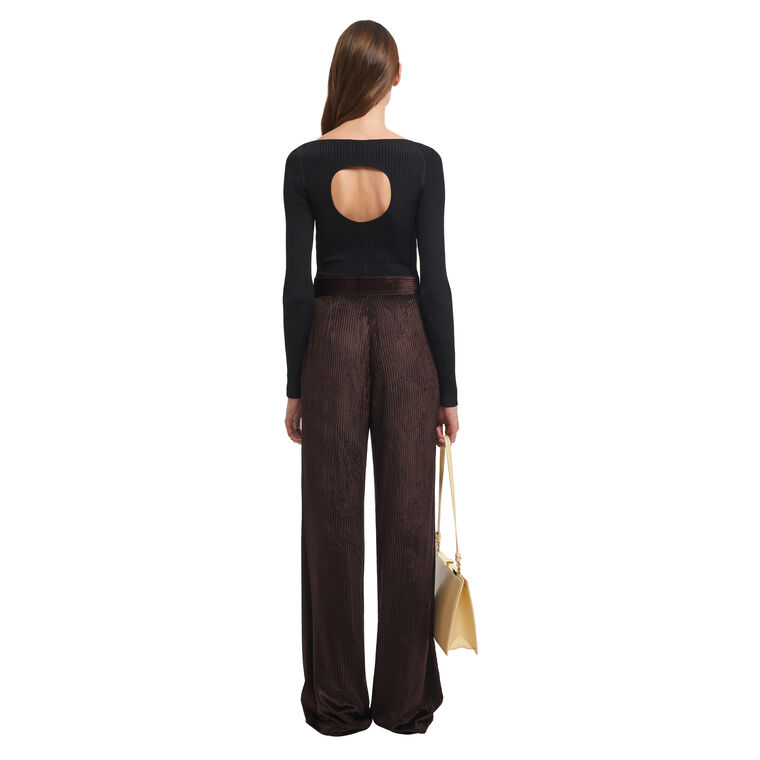 Maroon Wide-Leg Corduroy Pants image number null