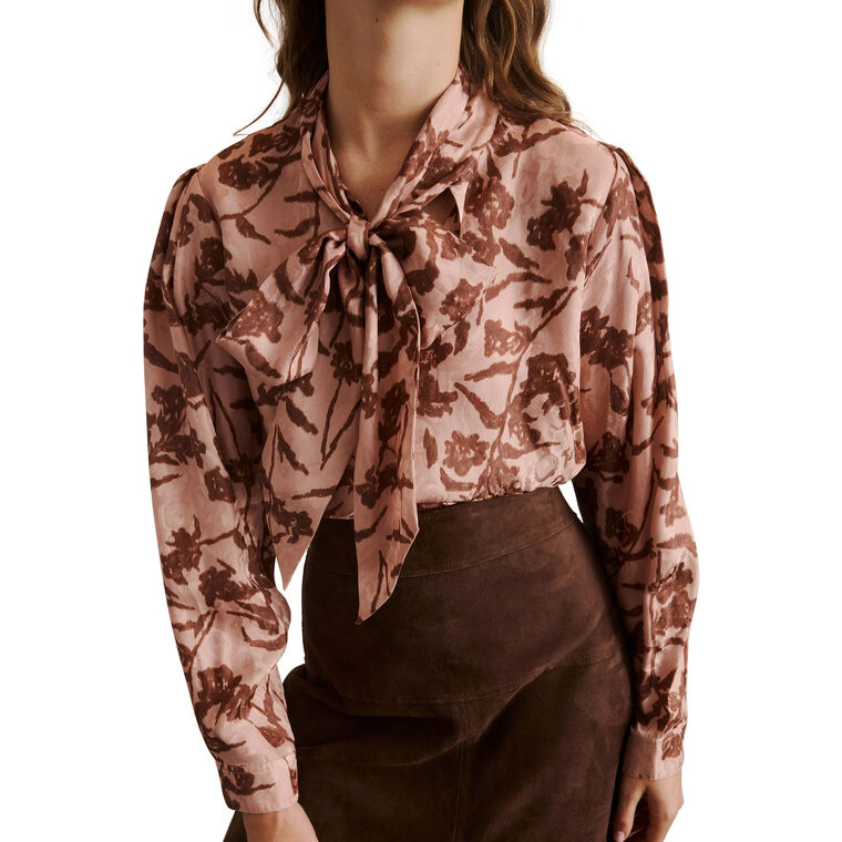 Petra Long Sleeve Silk Jacquard Top image number null