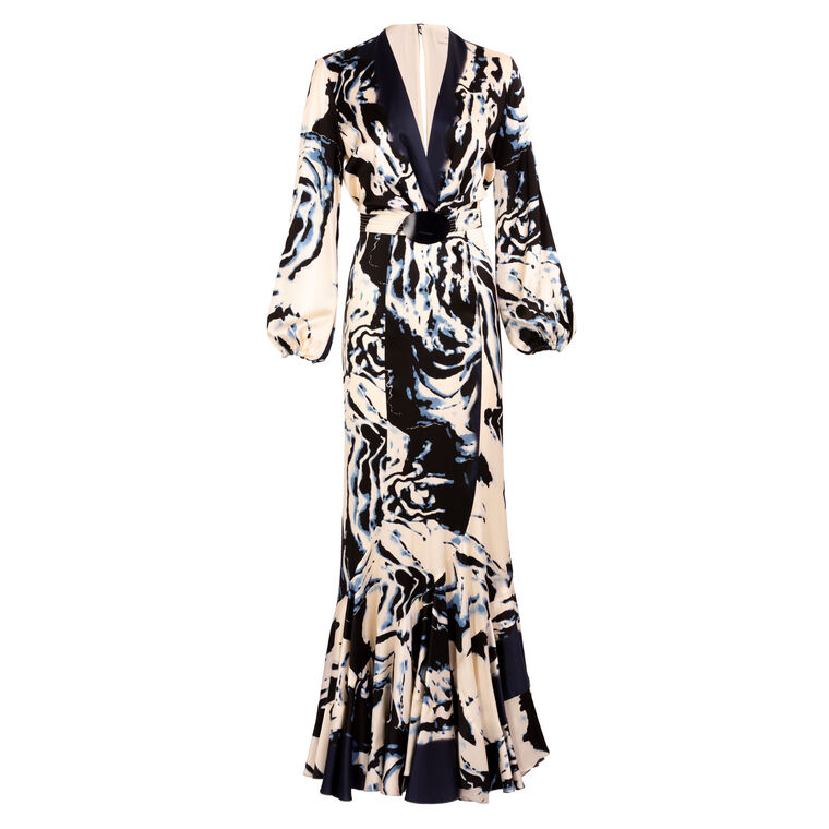 Remy Long Sleeve V-Neck Belted Maxi Dress image number null