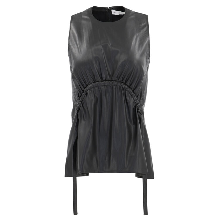 Faux Leather Drawstring Top image number null