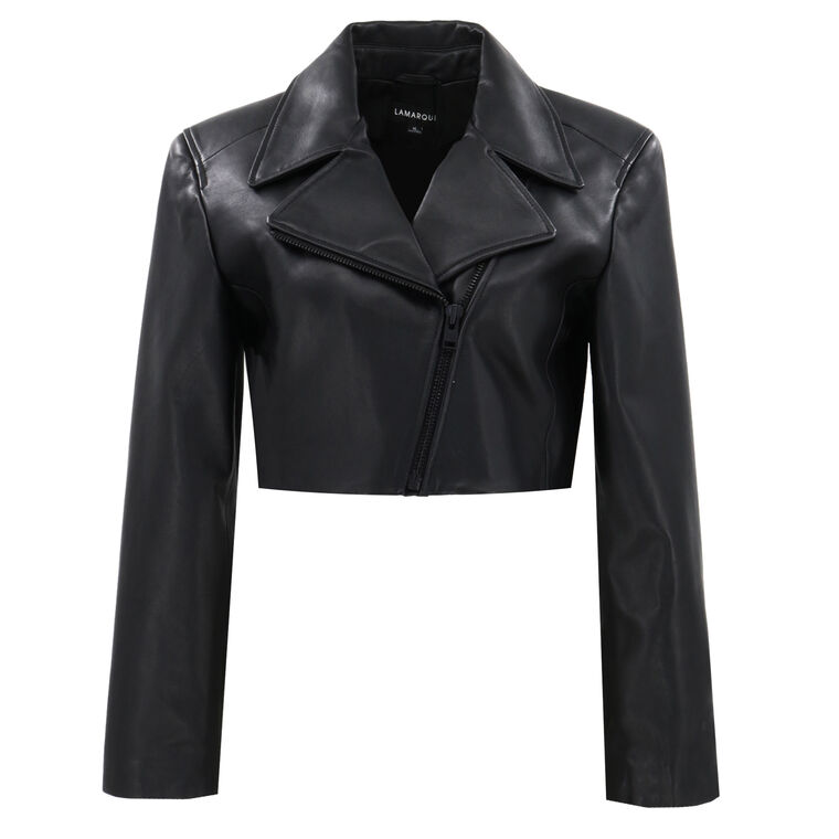 Daylin Cropped Leather Jacket image number null