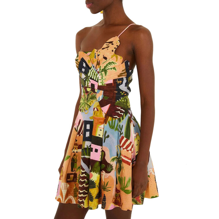 Tropical Painting Multicolor Mini Dress image number null