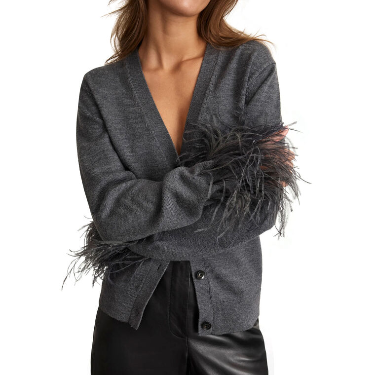 Charlotte Long Sleeve Feather Cuff Cardigan image number null