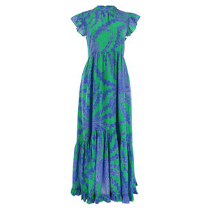 Mock Neck Flutter Sleeve Maxi Dress