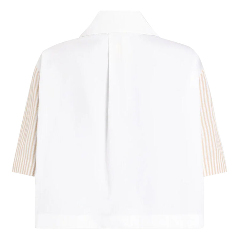Short Sleeve Striped Contrast Button-Up Shirt image number null