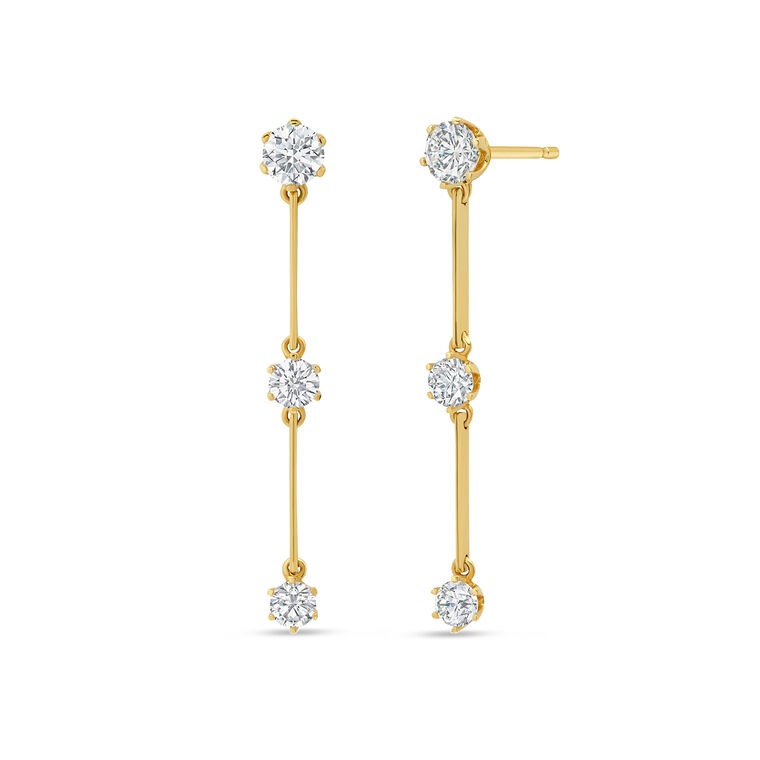 Floating Diamond Triple Drop Earrings image number null