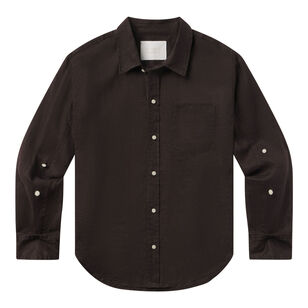 Kayla Shrunken Long Sleeve Linen Shirt