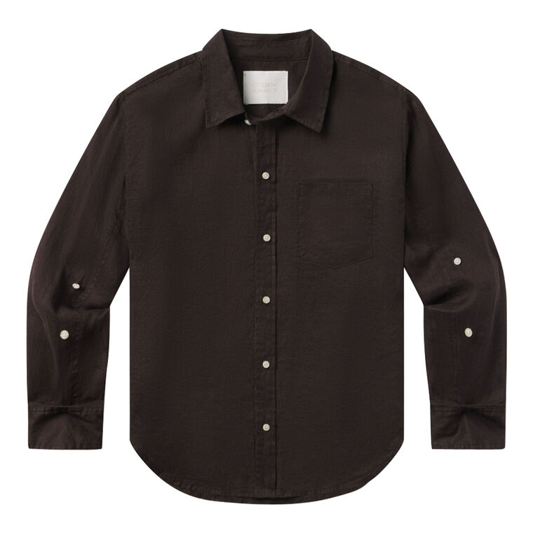 Kayla Shrunken Long Sleeve Linen Shirt image number null
