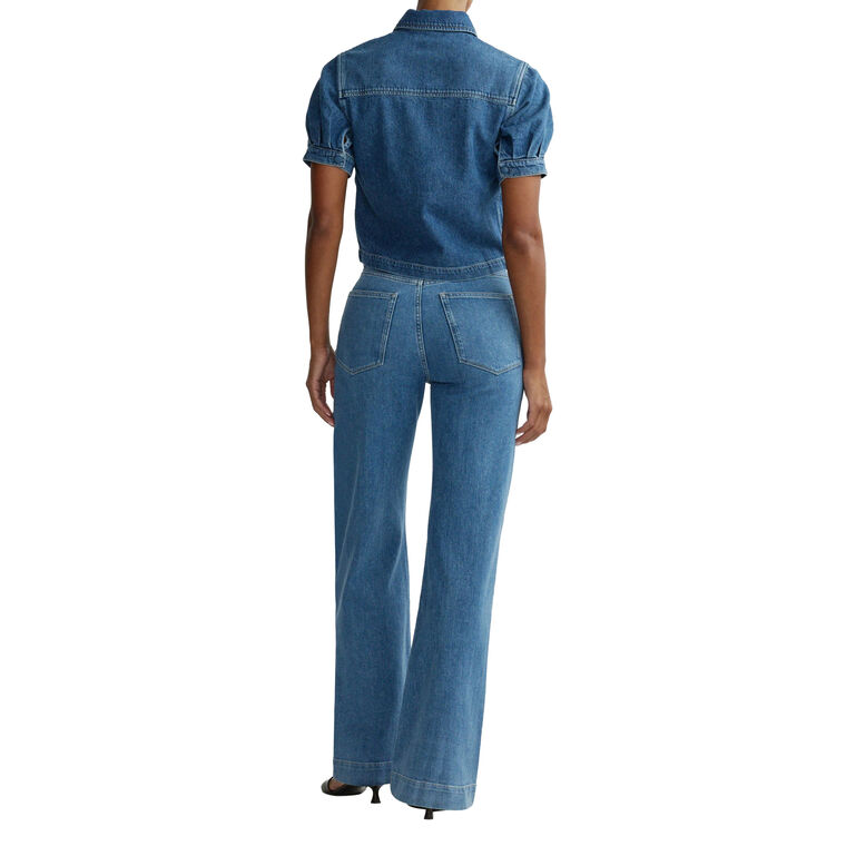 Montauk Puff Sleeve Denim Button-Down Shirt image number null