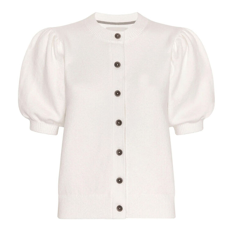 The Havana Short Puff Sleeve Cardigan image number null