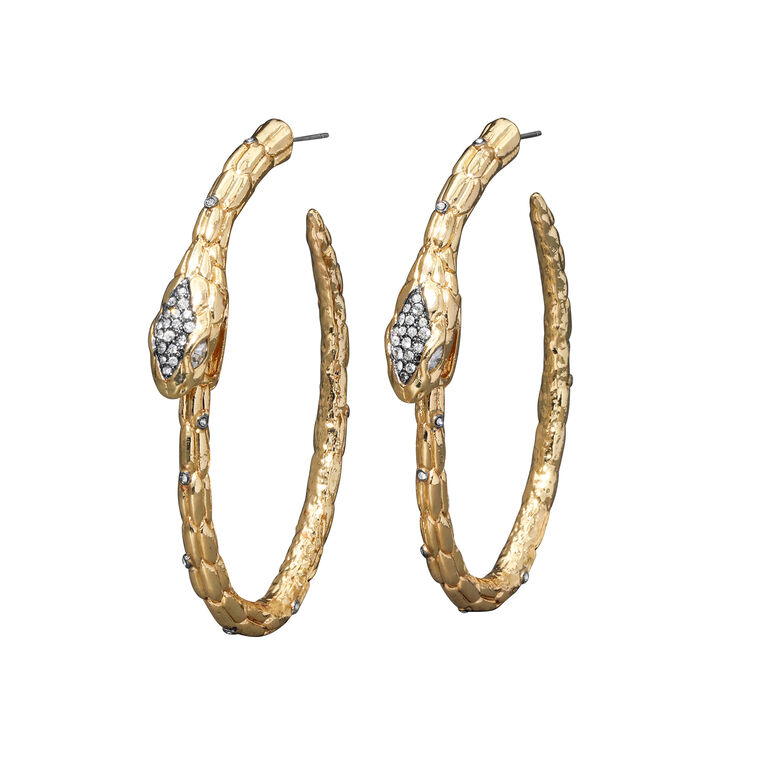 Serpent Crystal Hoop Earrings image number null
