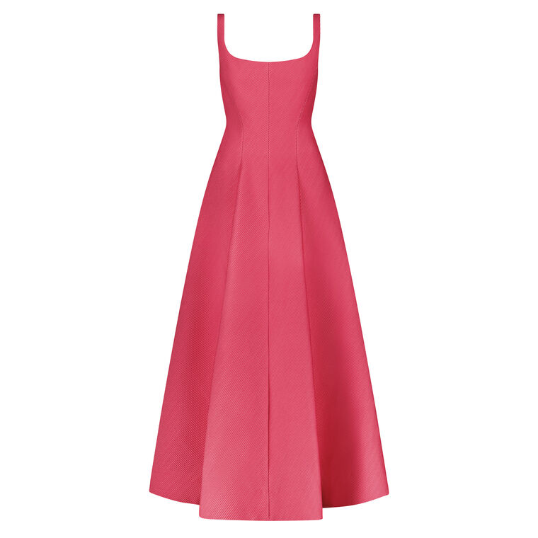 Scoop-Neck Textured Satin Sleeveless Midi Dress image number null