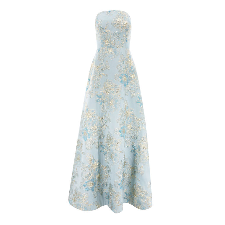 Sleeveless Metallic Multi Jacquard Gown image number null