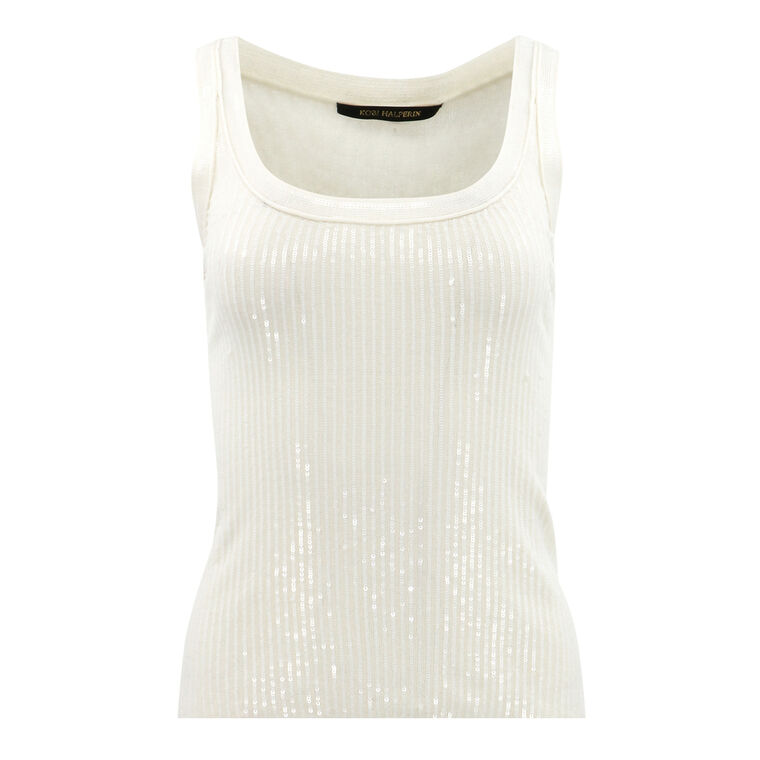 Isla Sleeveless Sequined Wool Crop Tank image number null