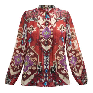 Charlie Pintuck Ikat-Print Blouse