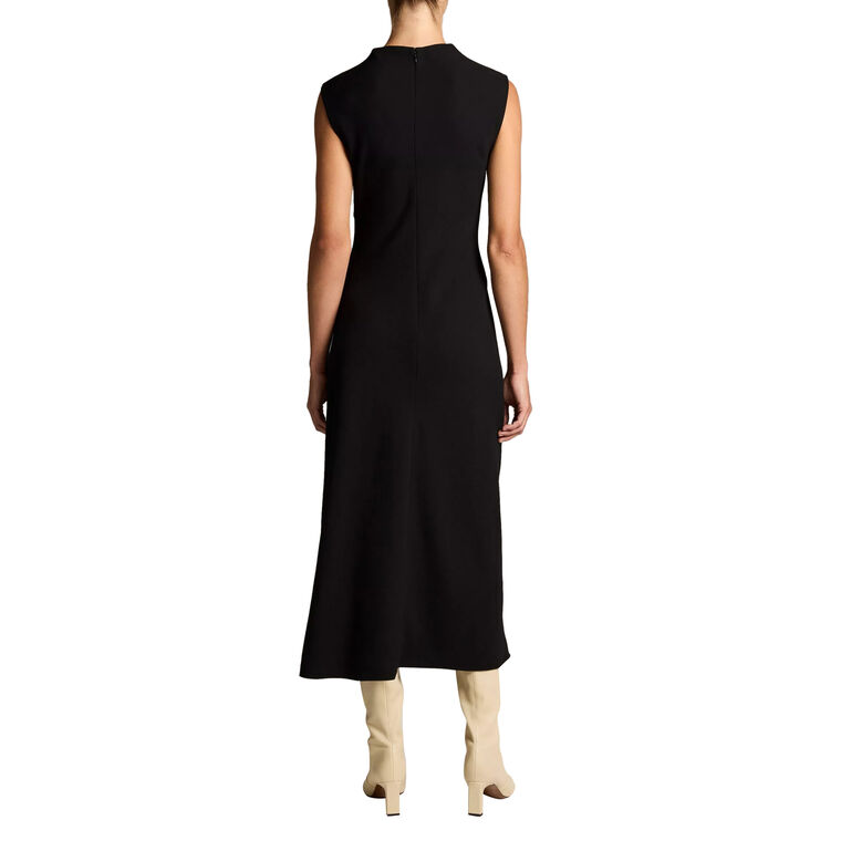 Draped Crepe Funnel-Neck Dress image number null