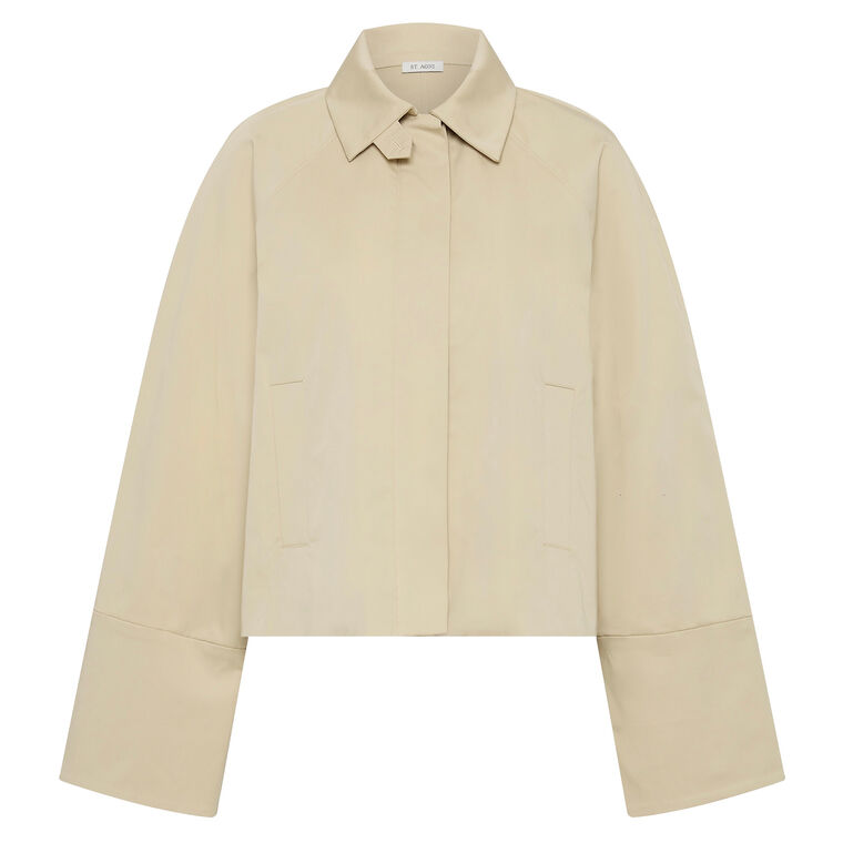 Cropped Cotton Shirt Jacket image number null