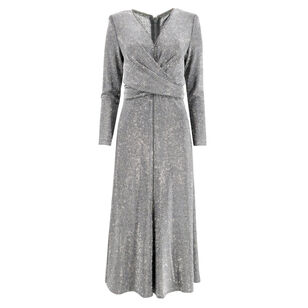 Rhys Mesh Velvet V-Neck Wrap Dress