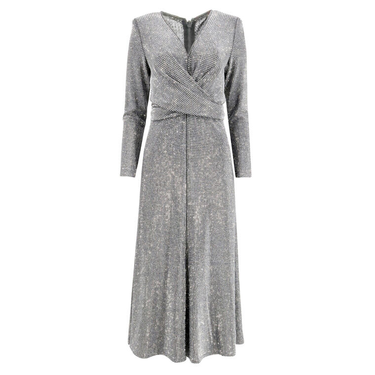 Rhys Mesh Velvet V-Neck Wrap Dress image number null