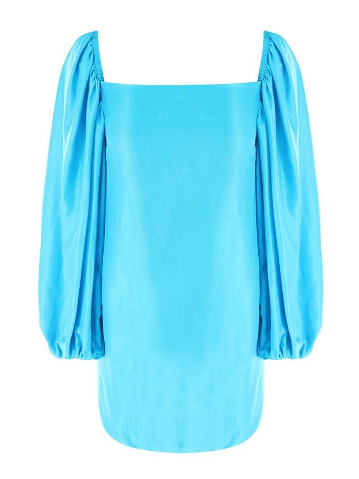 Puff Sleeve Silk Mini Dress image number null