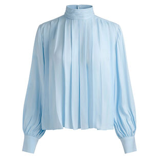 Gertrude Mock Neck Blouson Sleeve Blouse