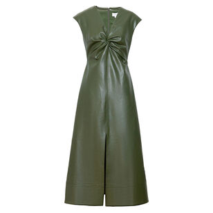 Tracy Short Sleeve Vegan Leather Midi Dress