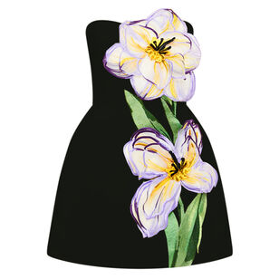 Rosalie Applique Floral Bustier Iris Print Strapless Mini Dress