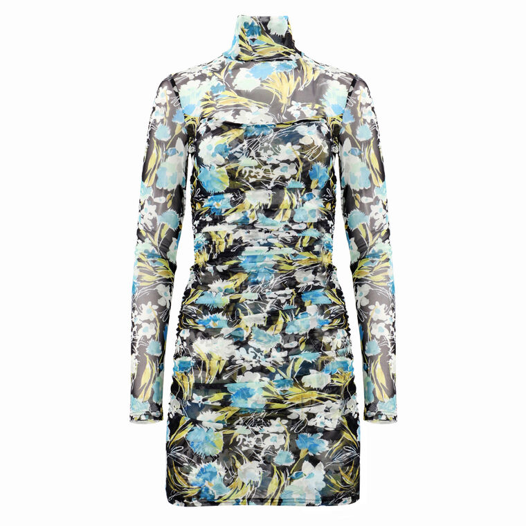 Tossed Floral Harper Turtleneck Mini Dress image number null