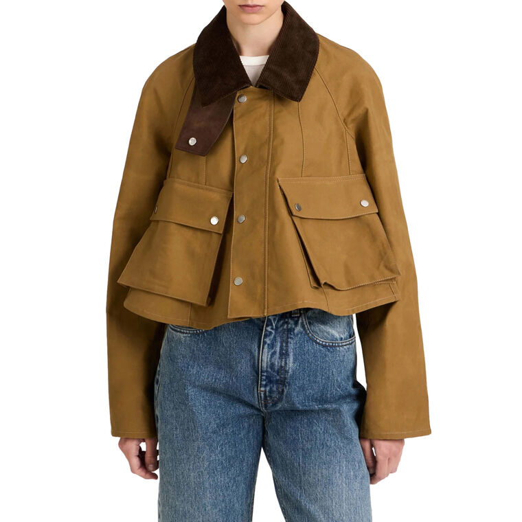 Cropped Contrast Collar Barn Jacket image number null