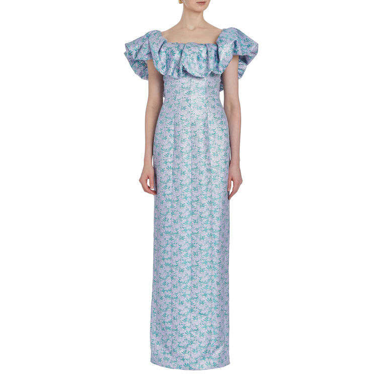 Rowan Daisy Brocade Column Gown image number null