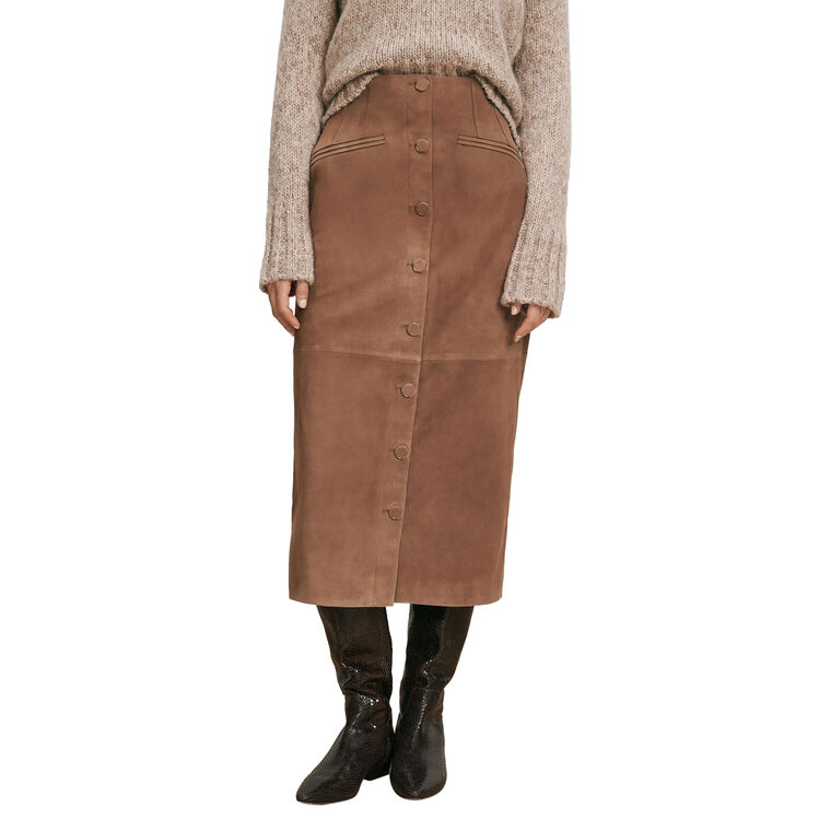 Callisian Suede Midi Skirt image number null
