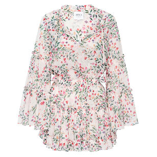 Leeva Bell Sleeve Ruffle Mini Dress