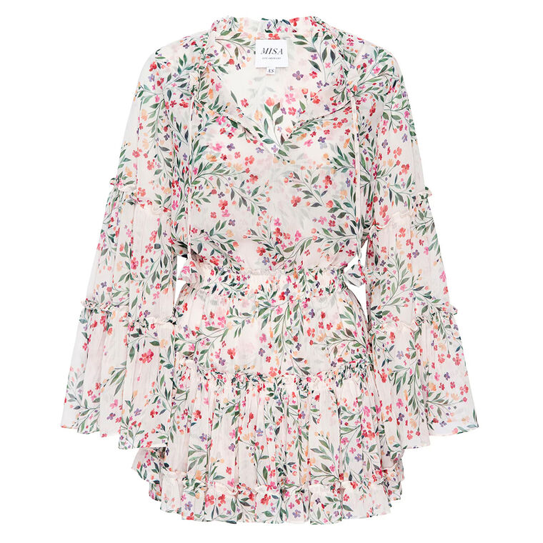 Leeva Bell Sleeve Ruffle Mini Dress image number null