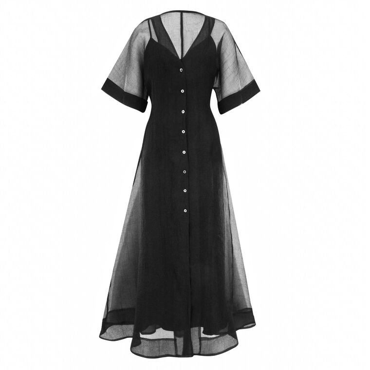 Ellie Short Sleeve A-Line Organza Midi Dress image number null