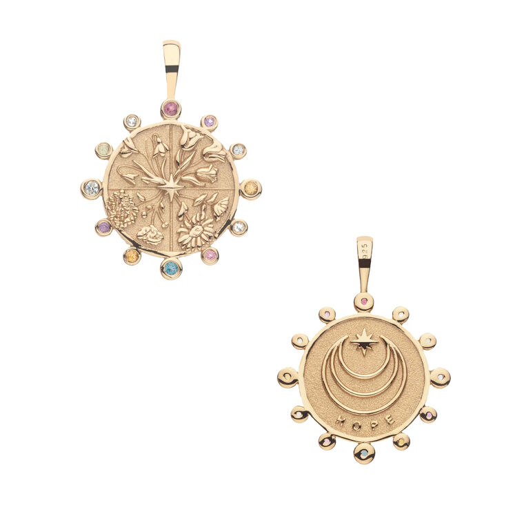 Hope Embellished Pendant Coin On Classic Rolo Chain image number null