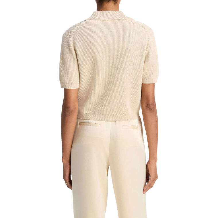 Ribbed Short Sleeve Polo Sweater image number null