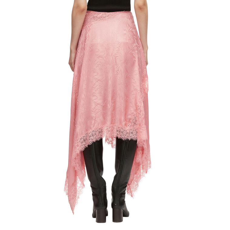 Satin Midi Skirt With Lace Insert image number null